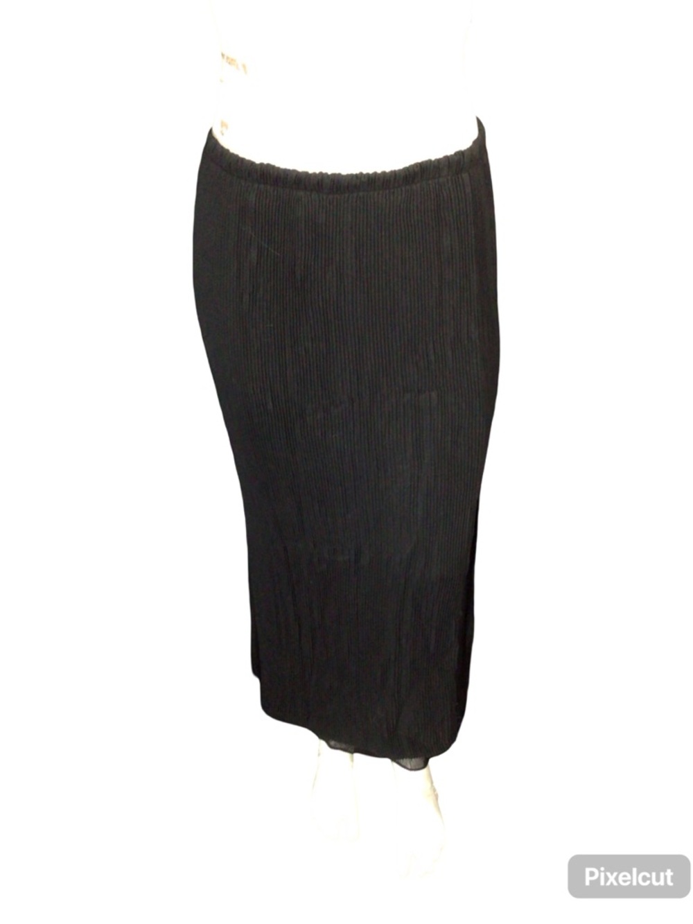Cache Black Ribbed Midi Skirt
